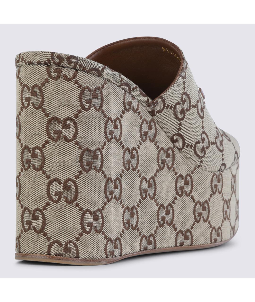 GUCCI Бежевые текстильные сабо, фото 3