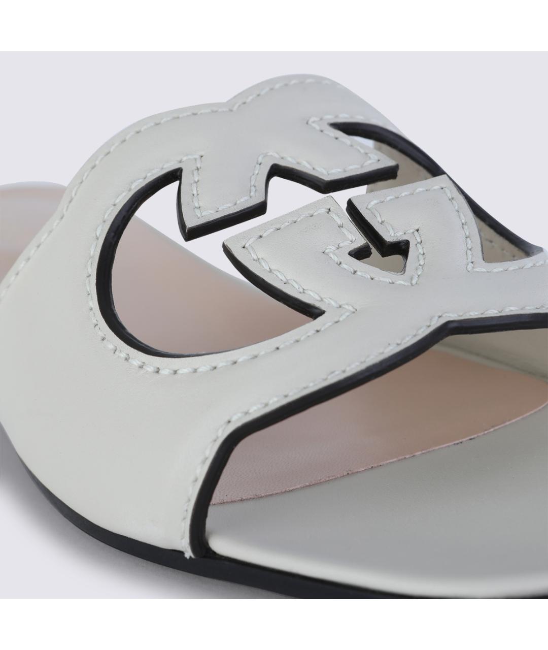 GUCCI Белые кожаные шлепанцы, фото 4