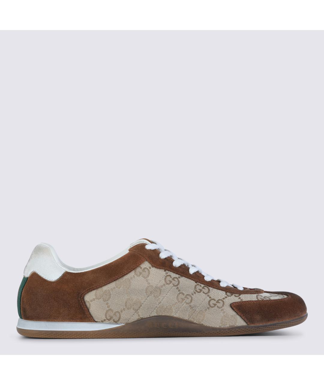 GUCCI Коричневые кожаные низкие кроссовки / кеды, фото 5