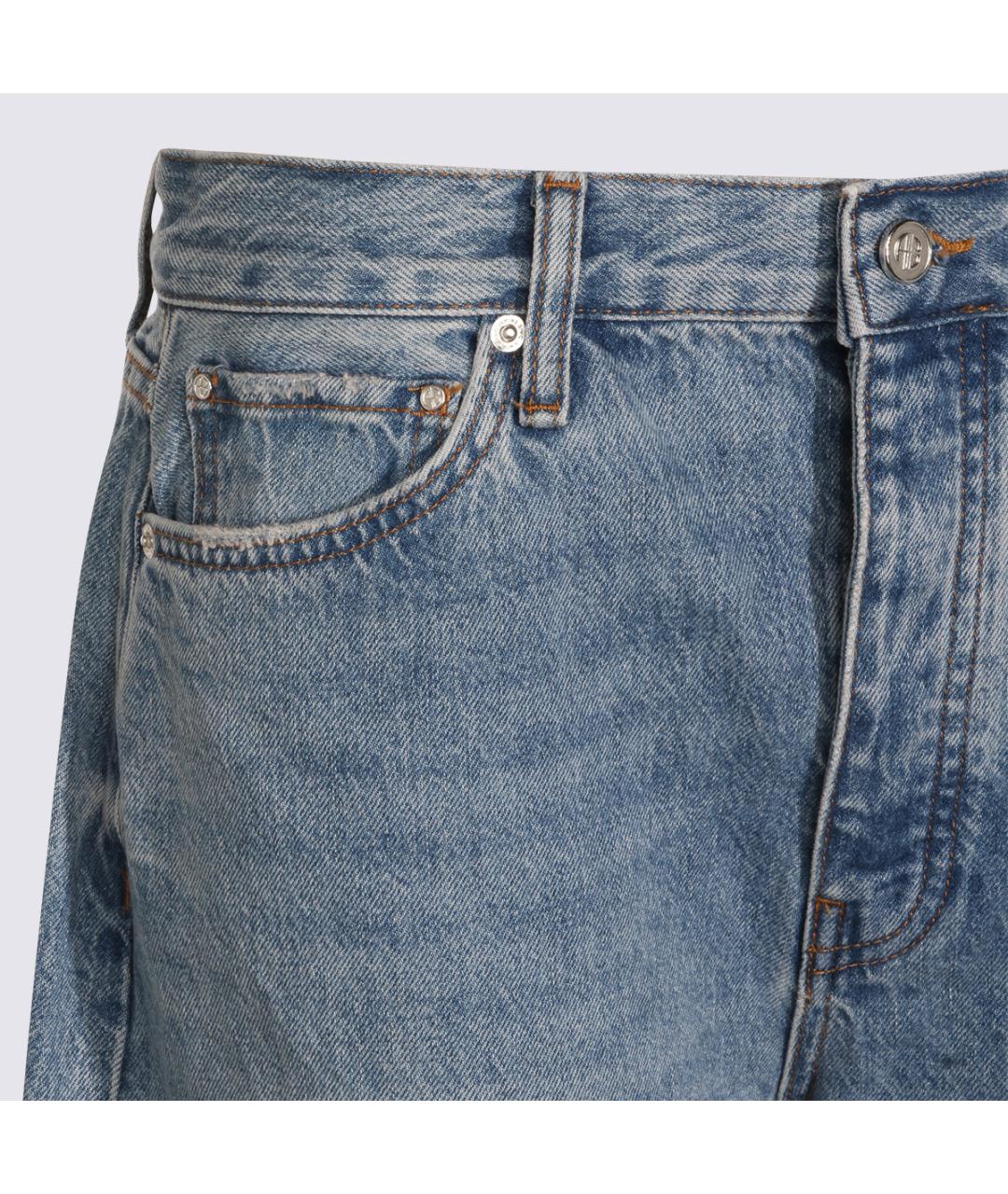 ANINE BING Синие хлопковые прямые джинсы, фото 3