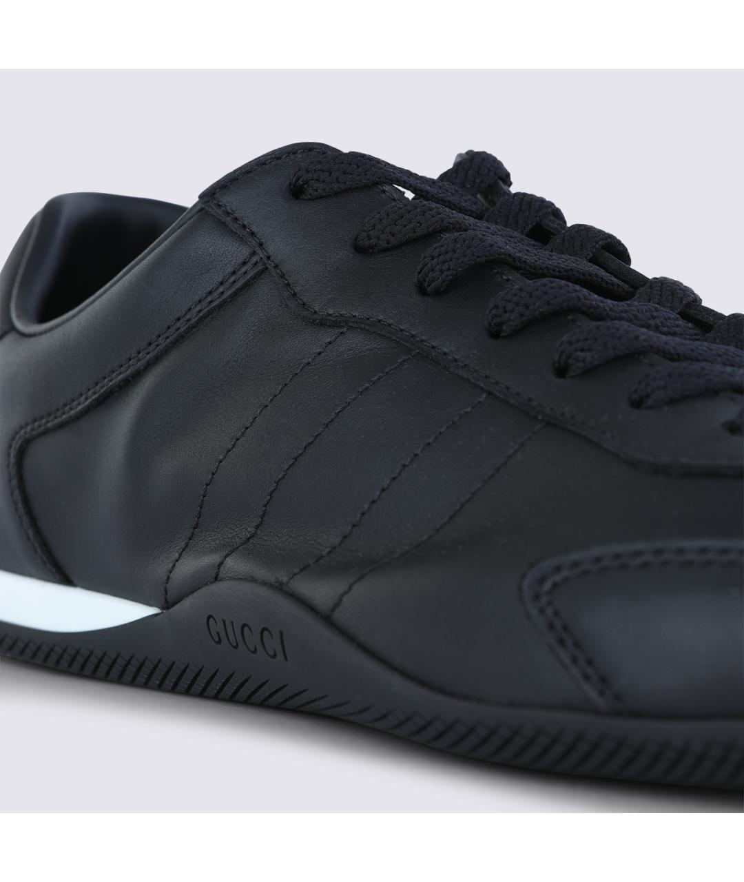 GUCCI Черные кожаные низкие кроссовки / кеды, фото 4