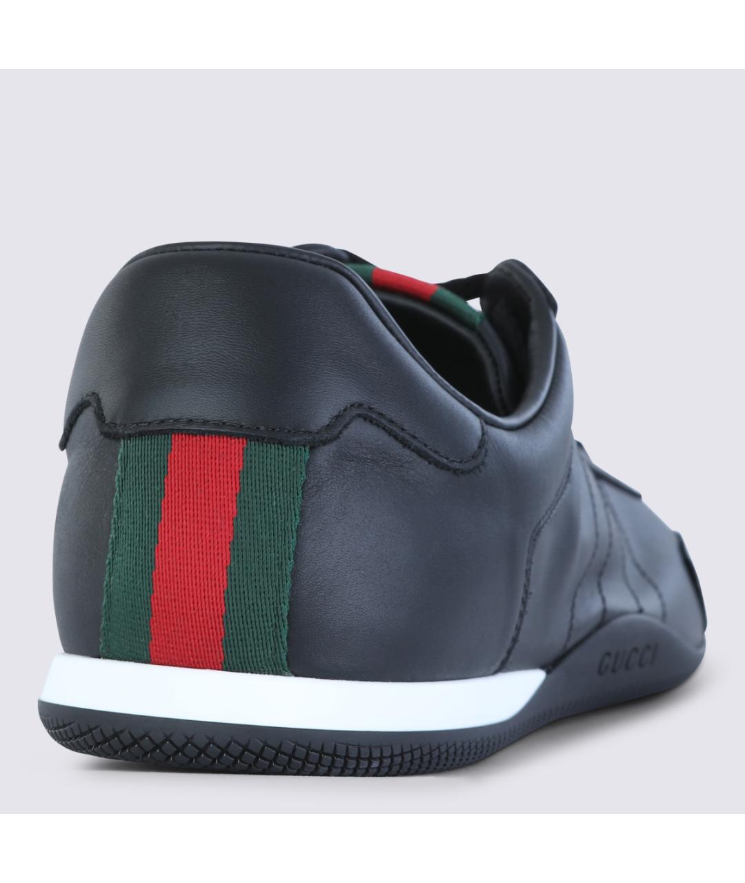 GUCCI Черные кожаные низкие кроссовки / кеды, фото 3