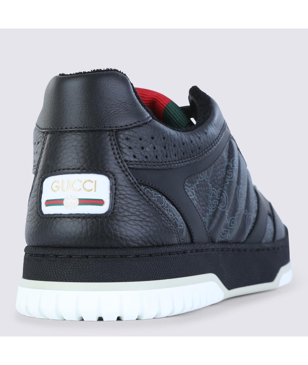 GUCCI Черные кожаные низкие кроссовки / кеды, фото 3