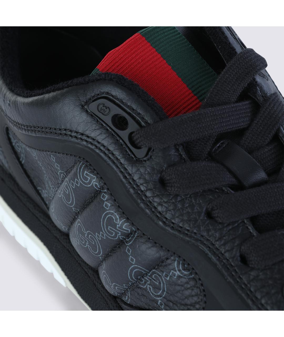 GUCCI Черные кожаные низкие кроссовки / кеды, фото 4