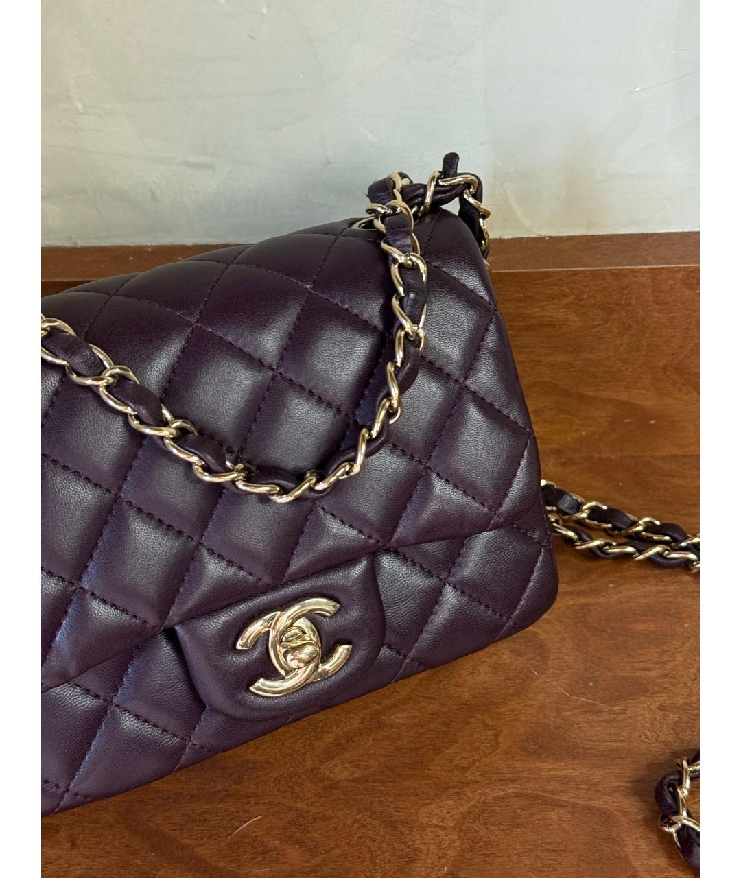 CHANEL Фиолетовая кожаная сумка через плечо, фото 4