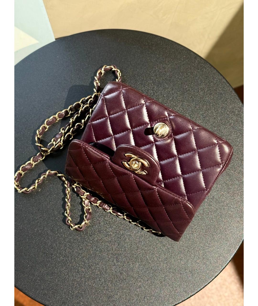 CHANEL Фиолетовая кожаная сумка через плечо, фото 9