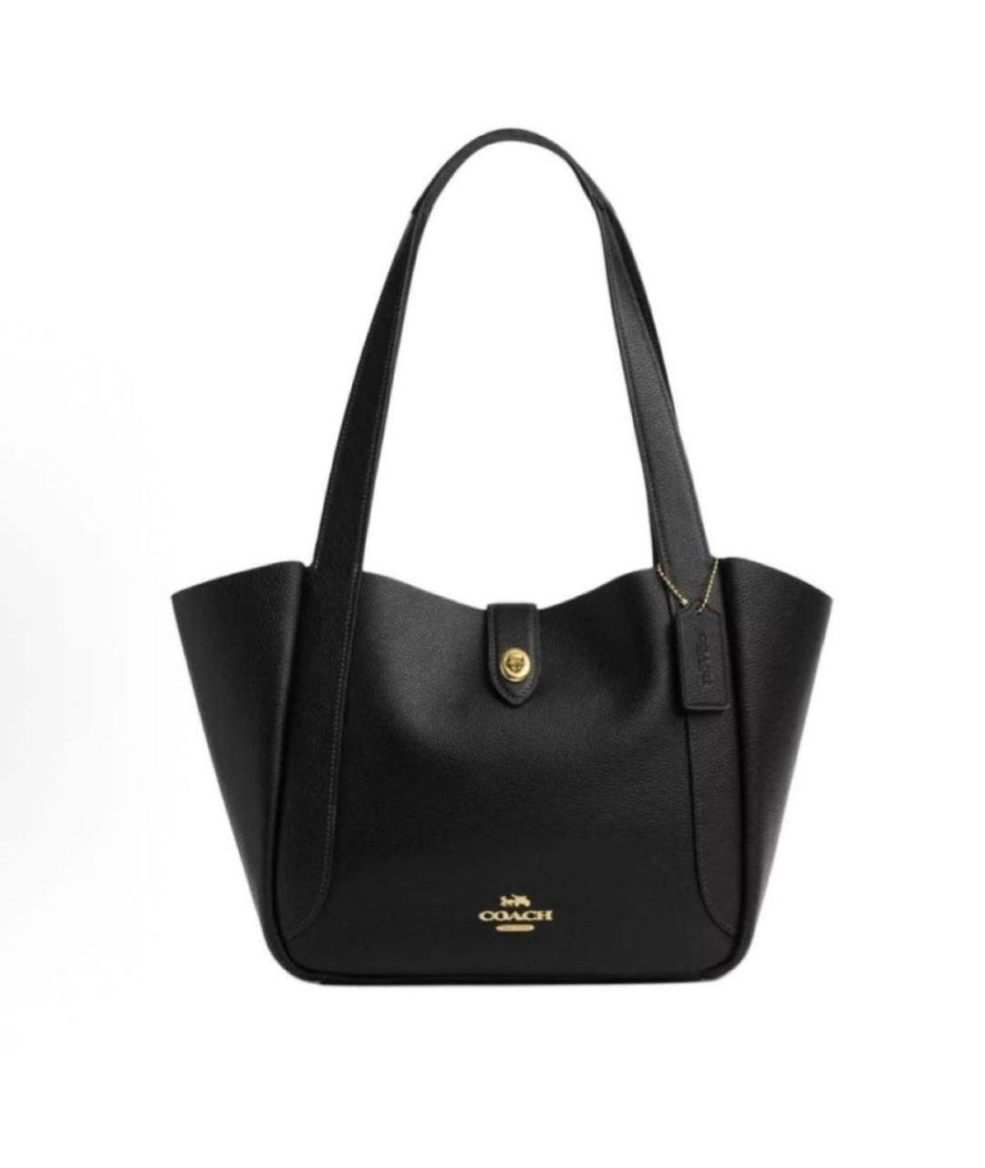 COACH Черная кожаная сумка с короткими ручками, фото 9