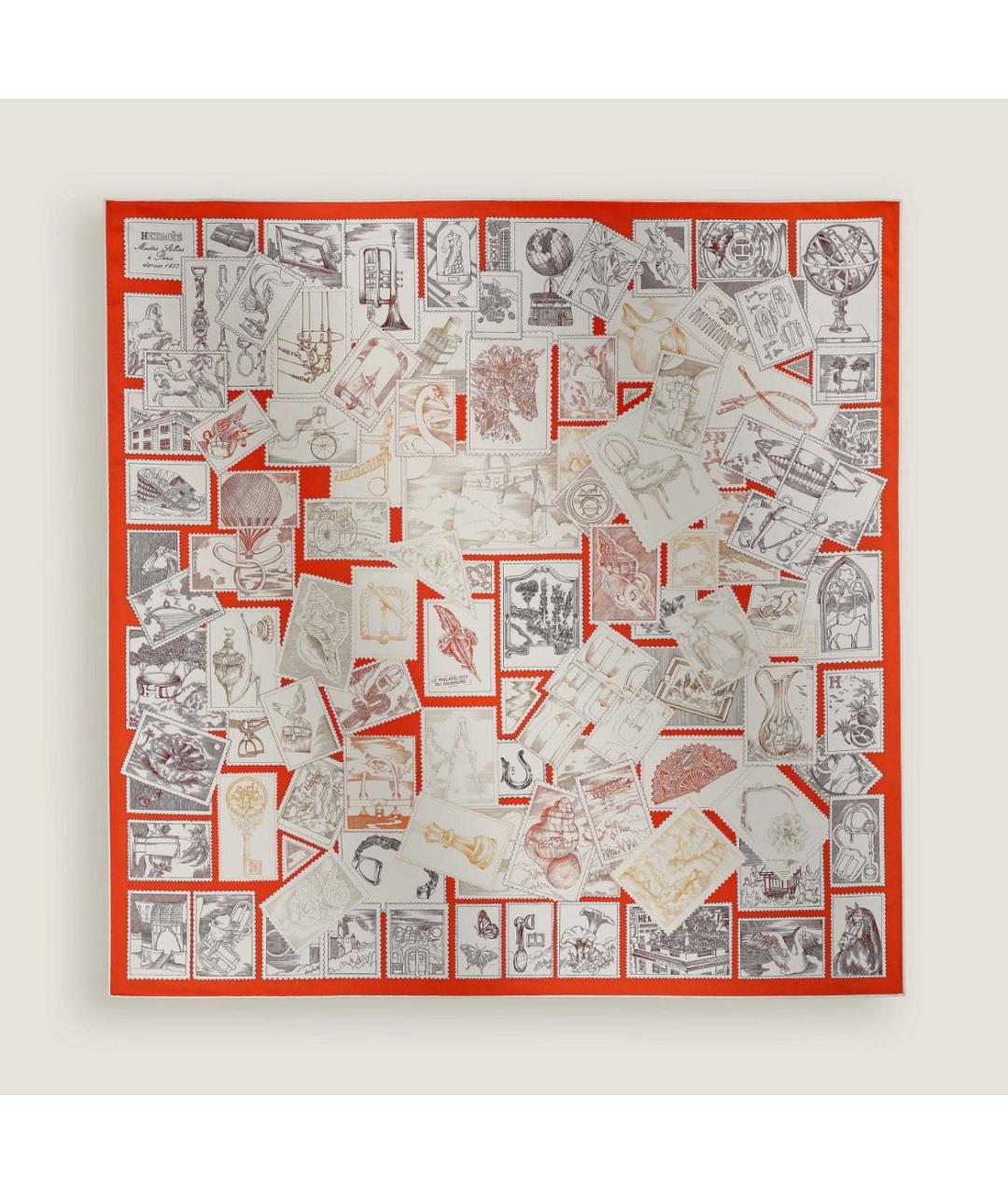 HERMES Красный шелковый платок, фото 3