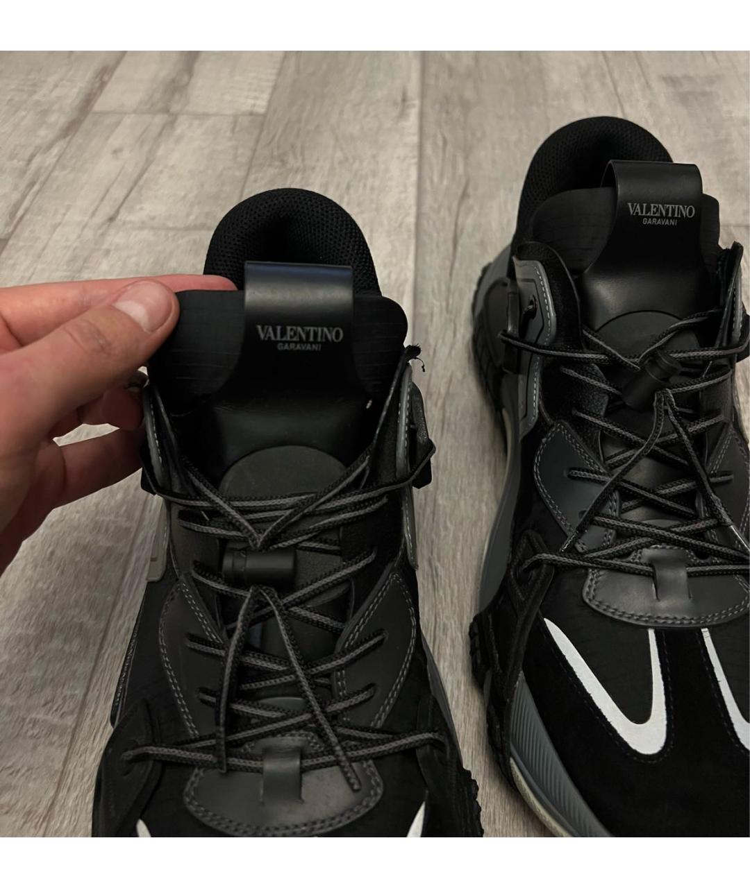 VALENTINO Черные текстильные низкие кроссовки / кеды, фото 4