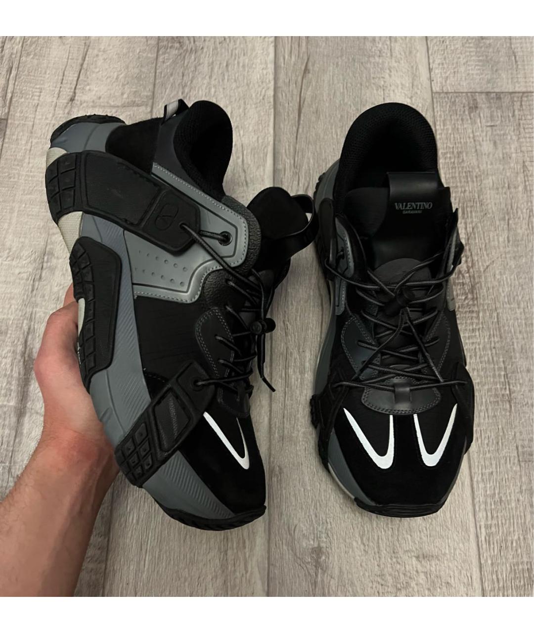 VALENTINO Черные текстильные низкие кроссовки / кеды, фото 2