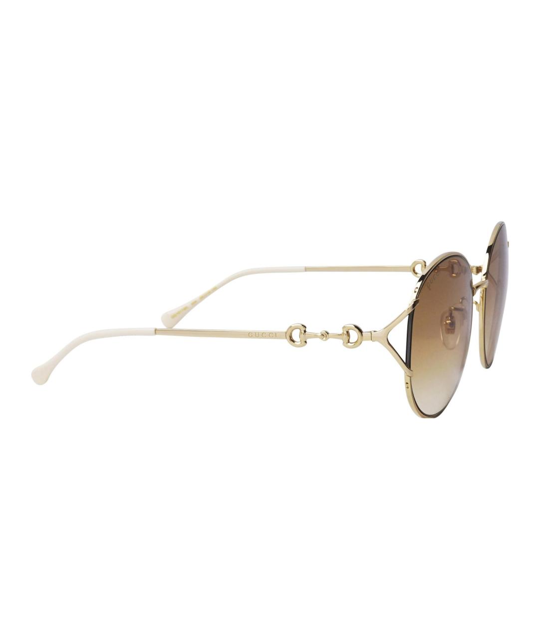 GUCCI Золотые металлические солнцезащитные очки, фото 3