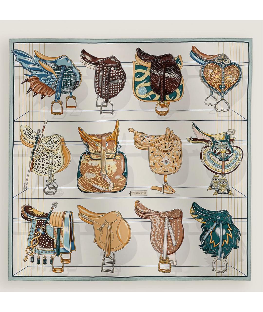 HERMES Мульти шелковый платок, фото 3