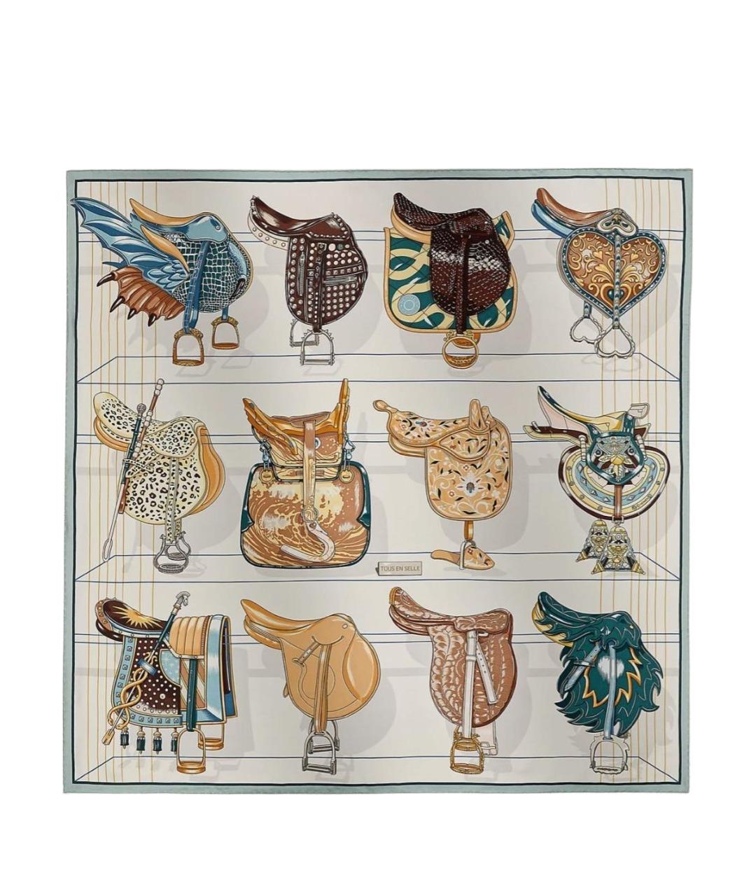 HERMES Мульти шелковый платок, фото 1