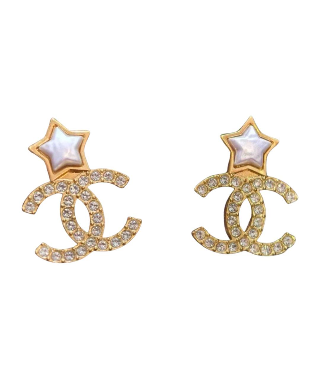 CHANEL Золотые металлические серьги, фото 1
