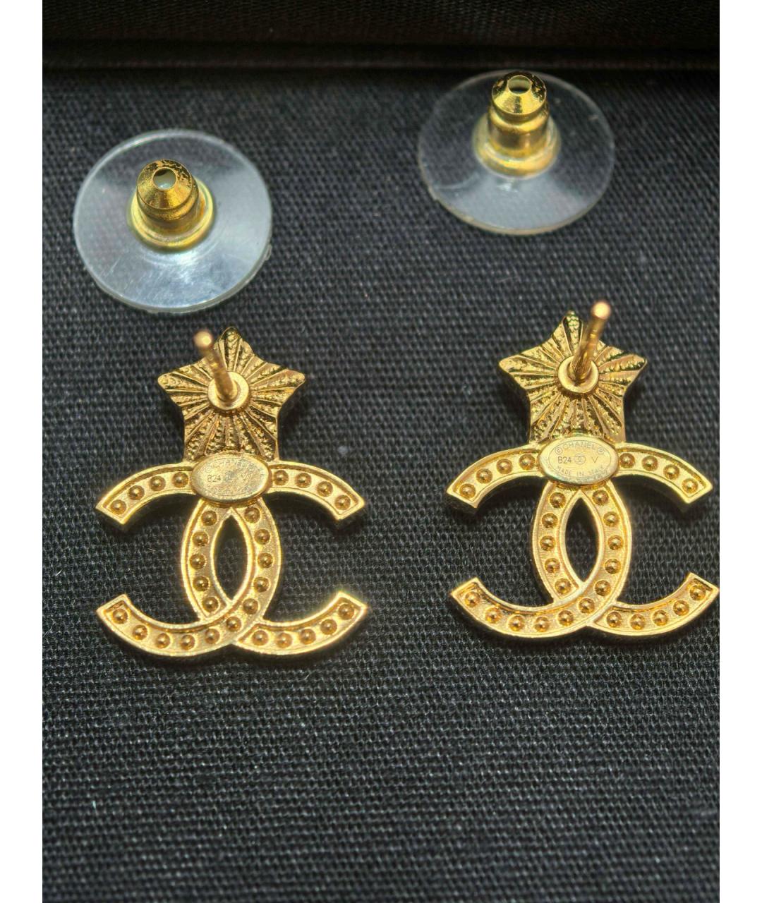 CHANEL Золотые металлические серьги, фото 4