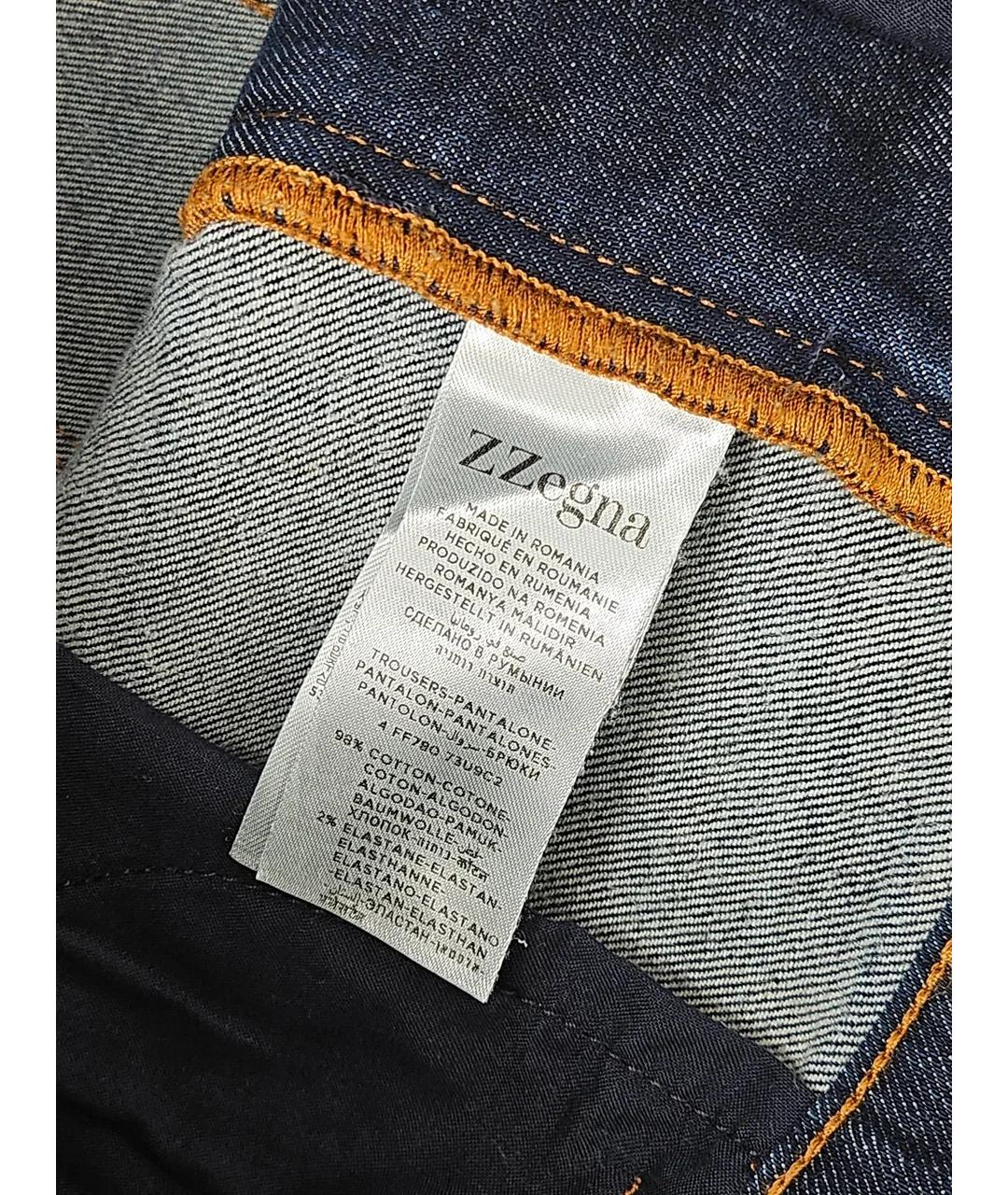 ZZEGNA Синие хлопковые прямые джинсы, фото 7
