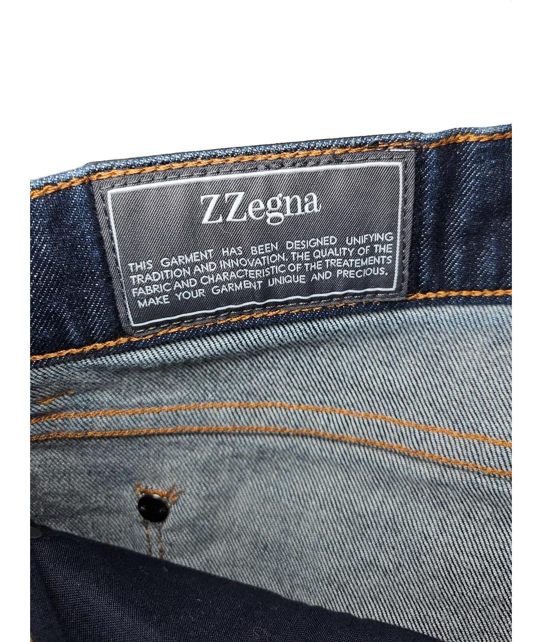 ZZEGNA Синие хлопковые прямые джинсы, фото 6