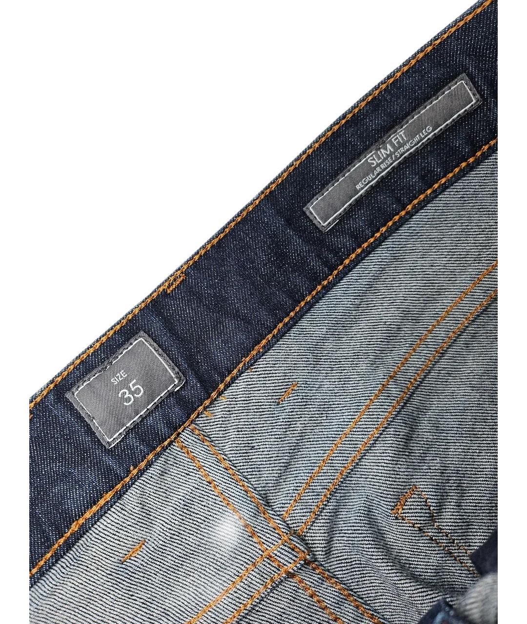 ZZEGNA Синие хлопковые прямые джинсы, фото 5