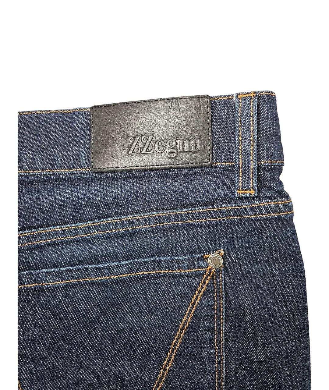 ZZEGNA Синие хлопковые прямые джинсы, фото 3
