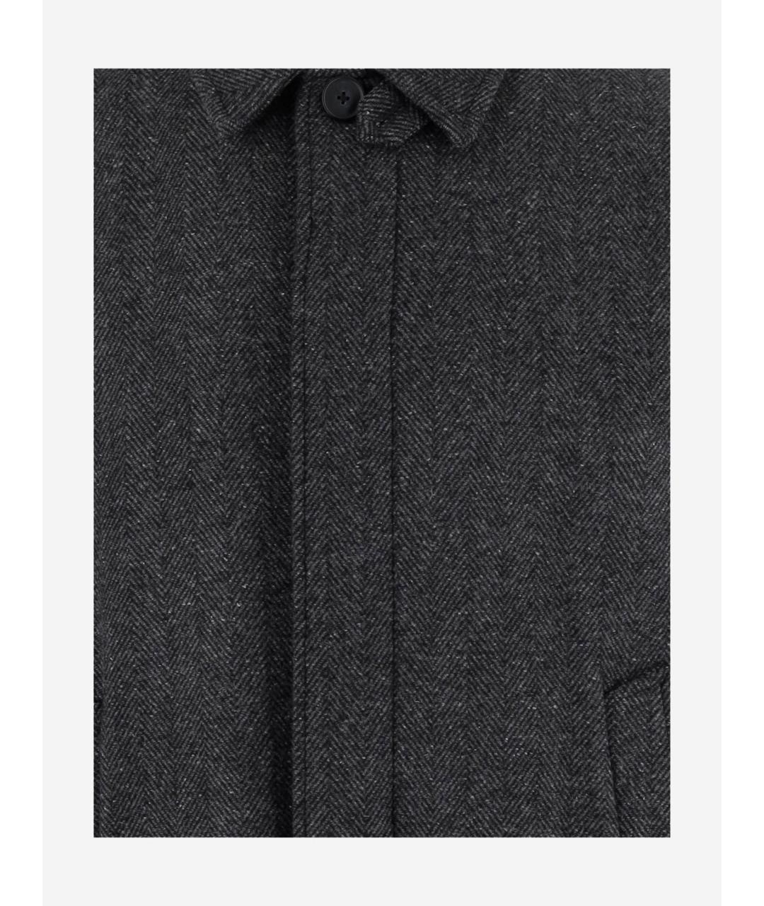 VINCE Серое шерстяное пальто, фото 3