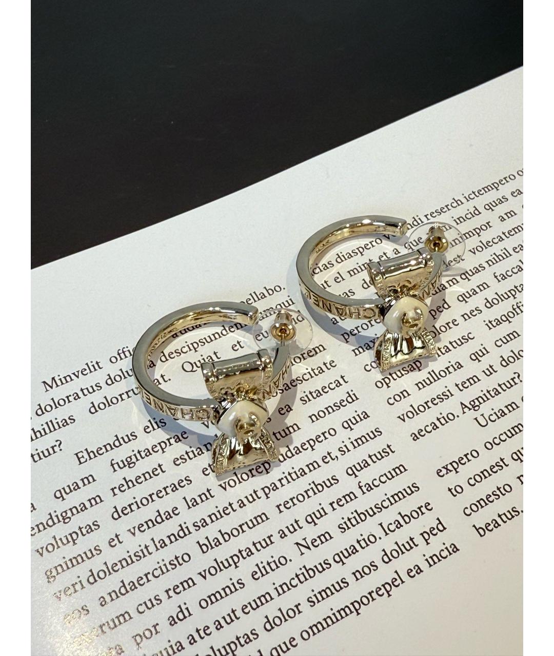 CHANEL Золотые металлические серьги, фото 3