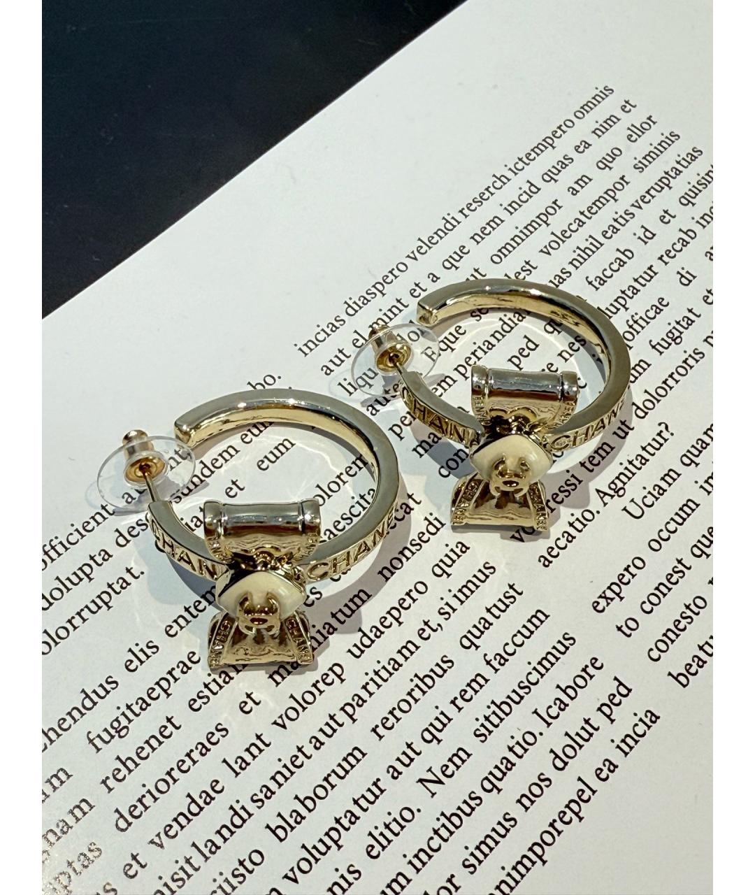 CHANEL Золотые металлические серьги, фото 5