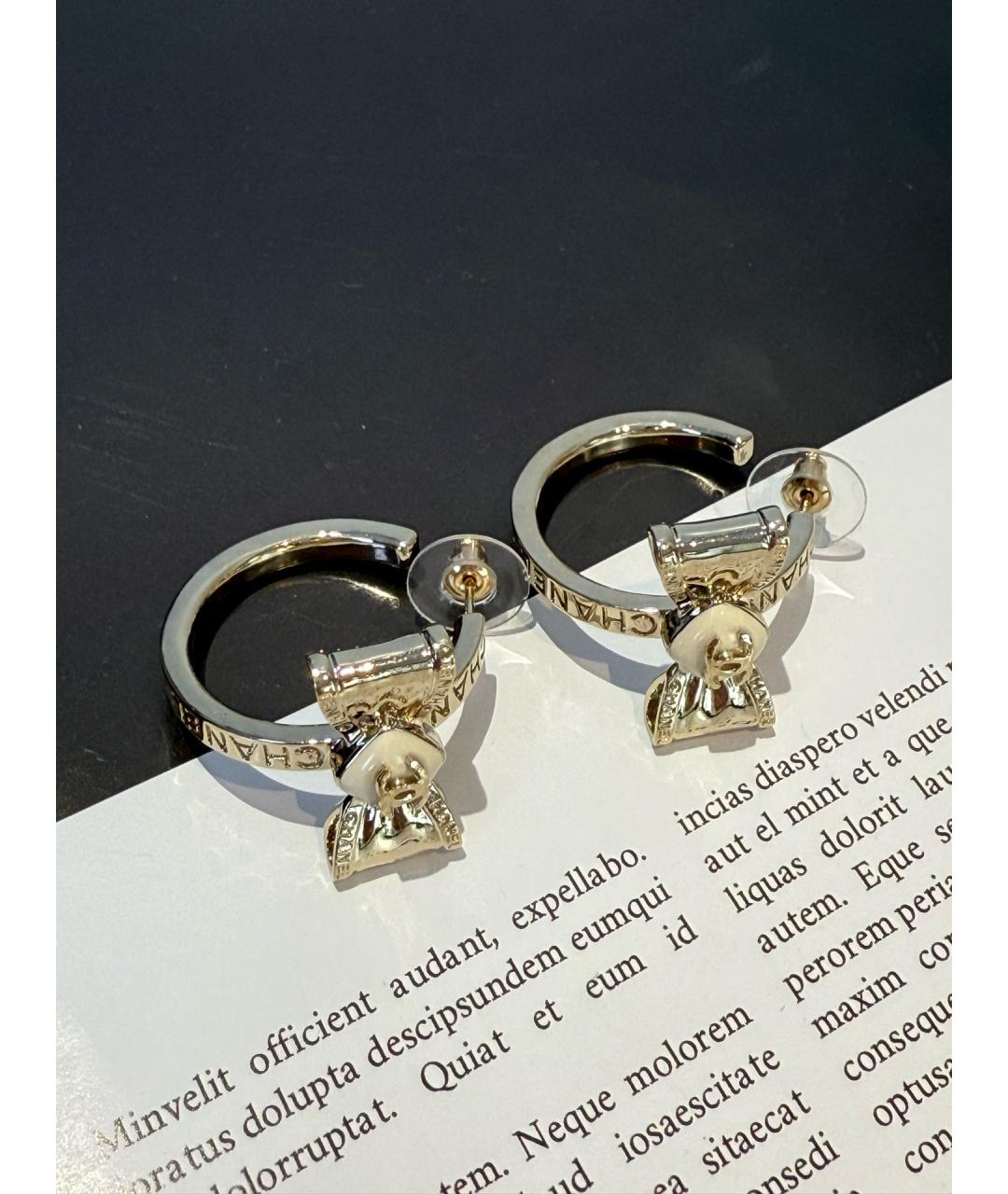 CHANEL Золотые металлические серьги, фото 4