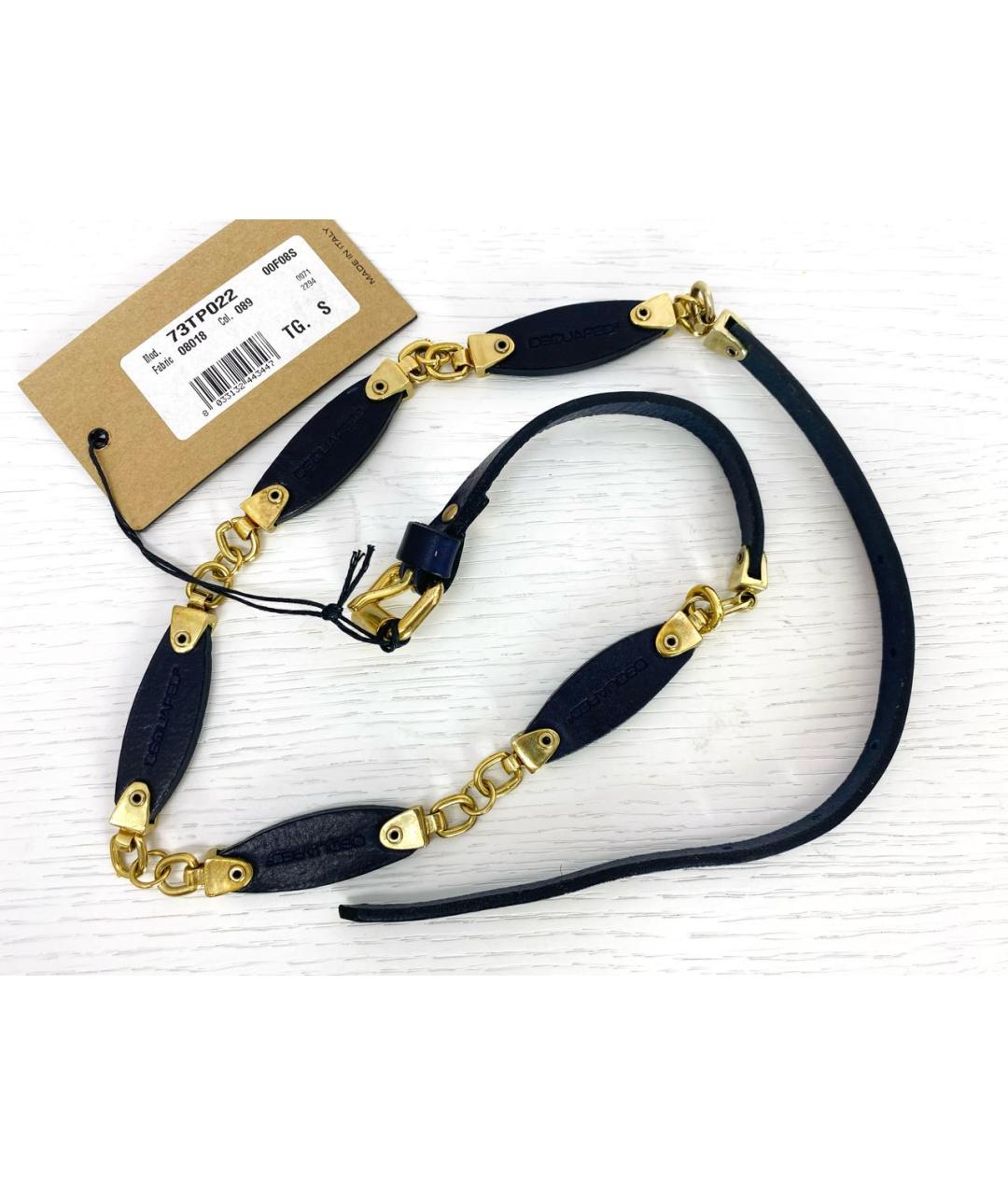 DSQUARED2 Темно-синий кожаный ремень, фото 9