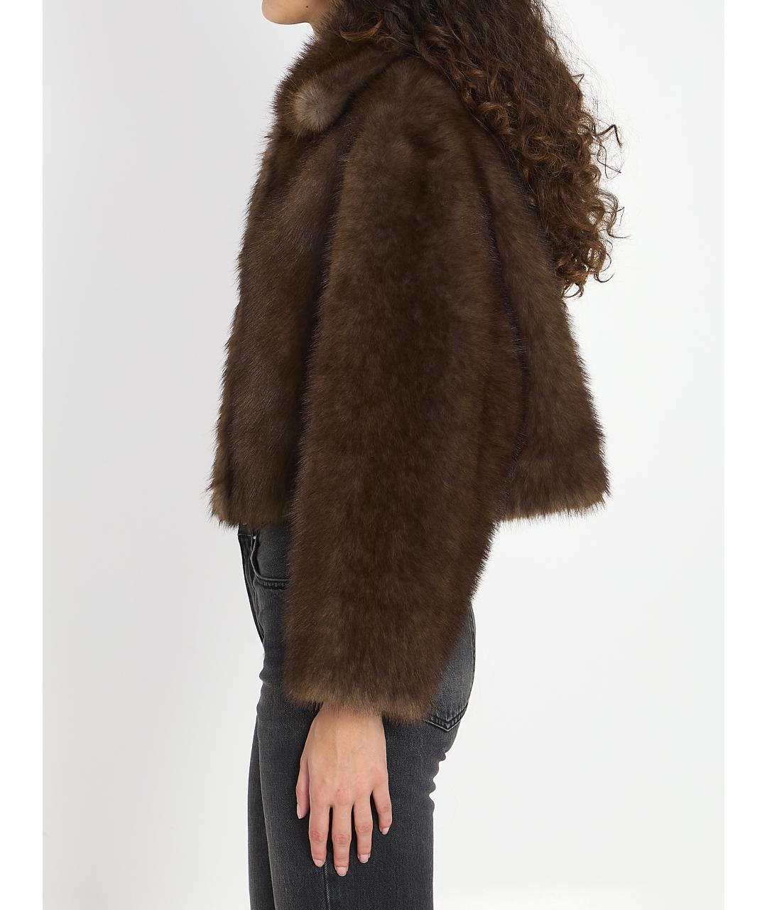 VALENTINI Коричневая полиэстеровая шуба, фото 3