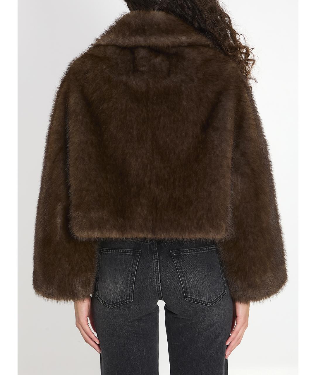 VALENTINI Коричневая полиэстеровая шуба, фото 4