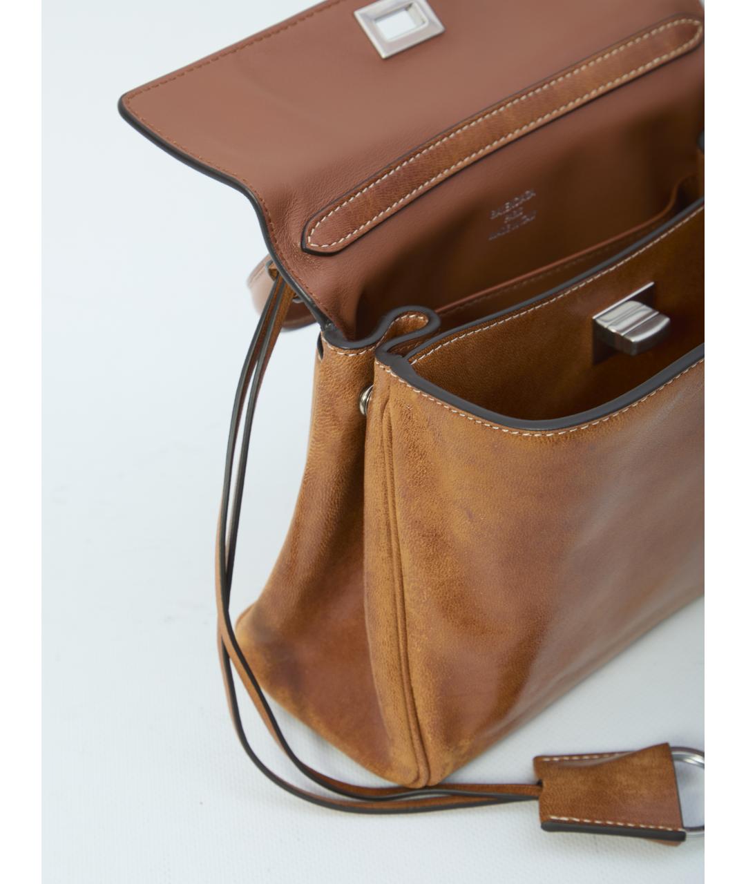 BALENCIAGA Коричневая кожаная сумка тоут, фото 5