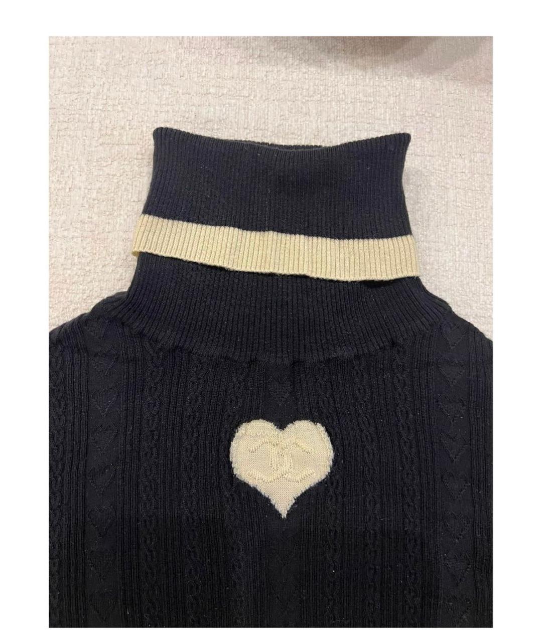 CHANEL Черная шерстяная водолазка, фото 2