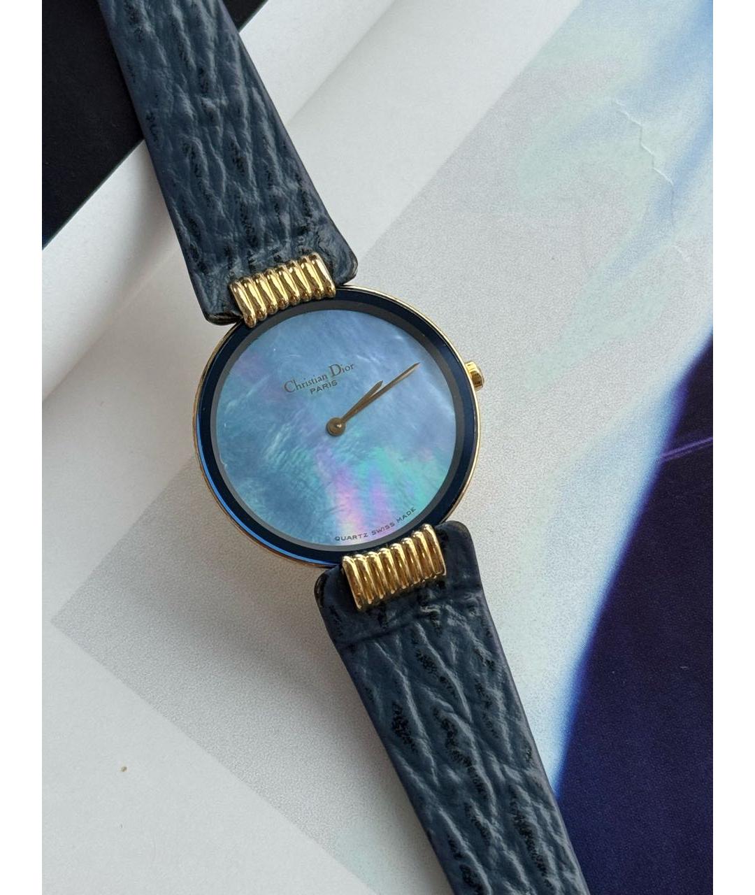 CHRISTIAN DIOR Синие позолоченные часы, фото 9