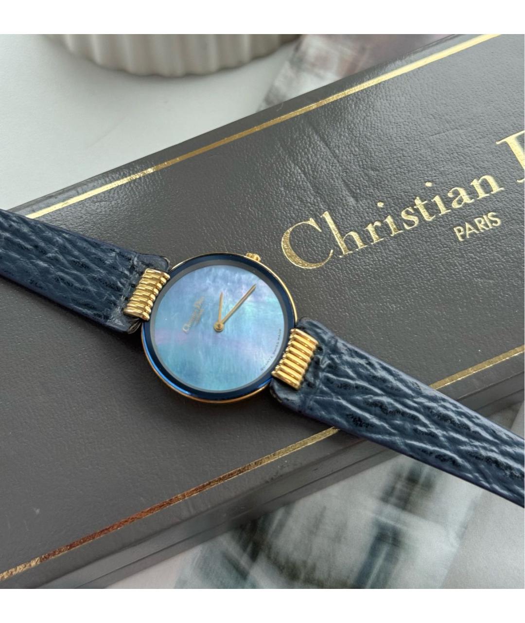 CHRISTIAN DIOR Синие позолоченные часы, фото 7