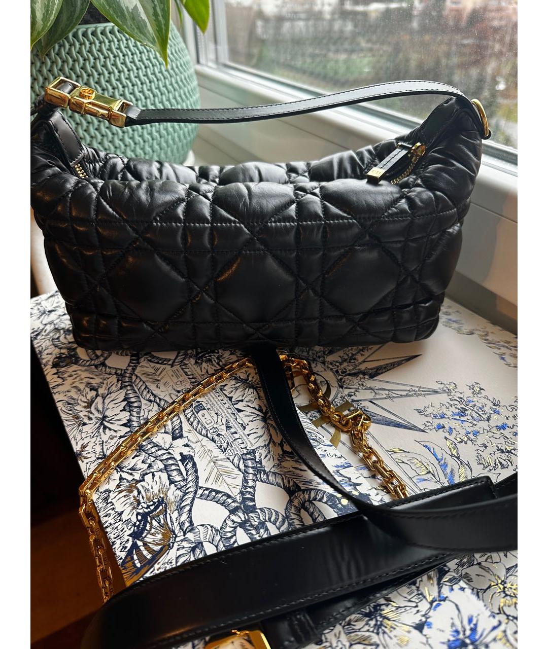 CHRISTIAN DIOR Черная кожаная сумка через плечо, фото 6