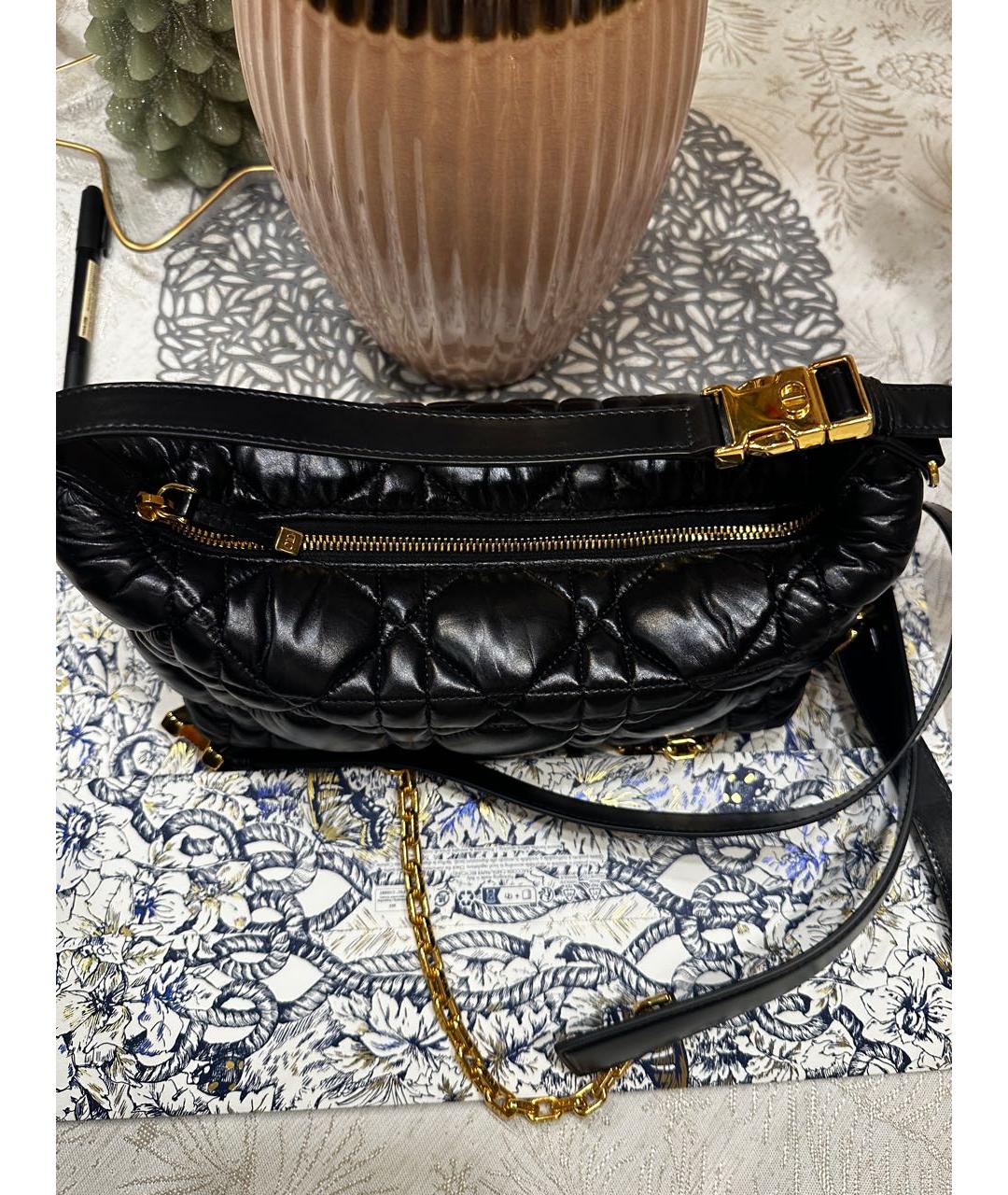 CHRISTIAN DIOR Черная кожаная сумка через плечо, фото 3