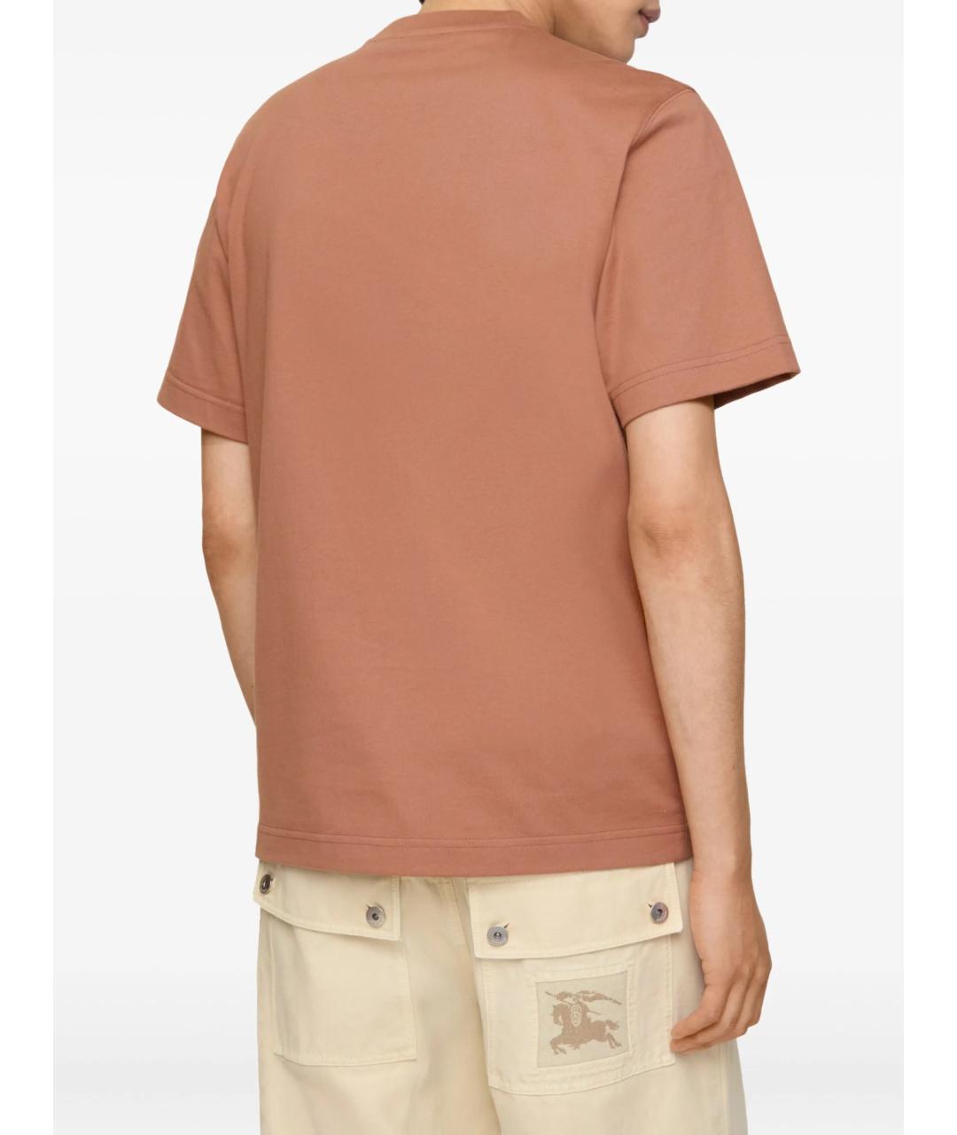 BURBERRY Коричневая хлопковая футболка, фото 3