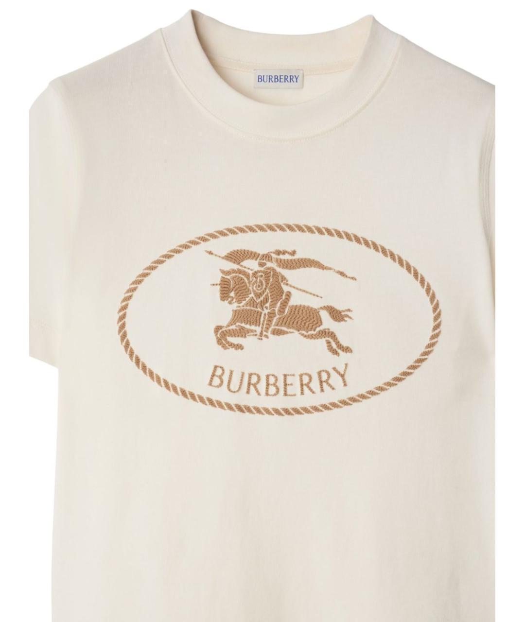 BURBERRY Бежевая хлопковая футболка, фото 5