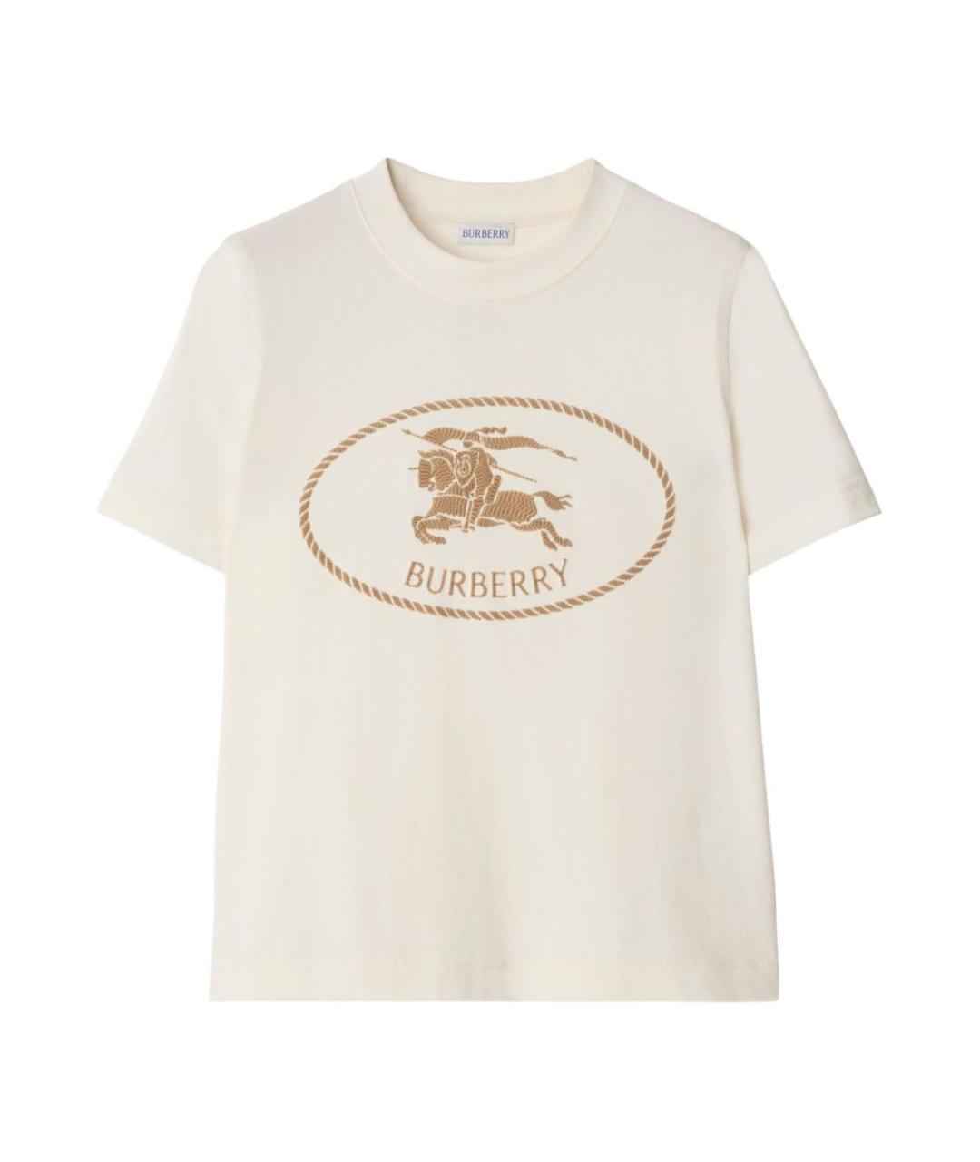 BURBERRY Бежевая хлопковая футболка, фото 1