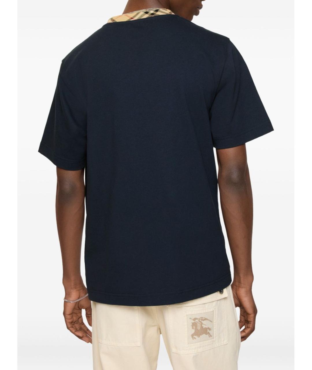 BURBERRY Синяя хлопковая футболка, фото 3