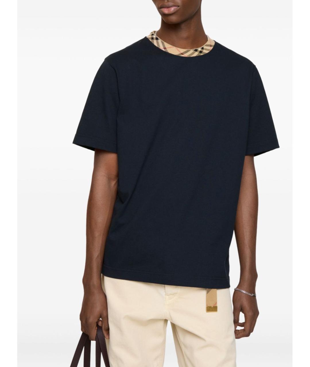 BURBERRY Синяя хлопковая футболка, фото 2