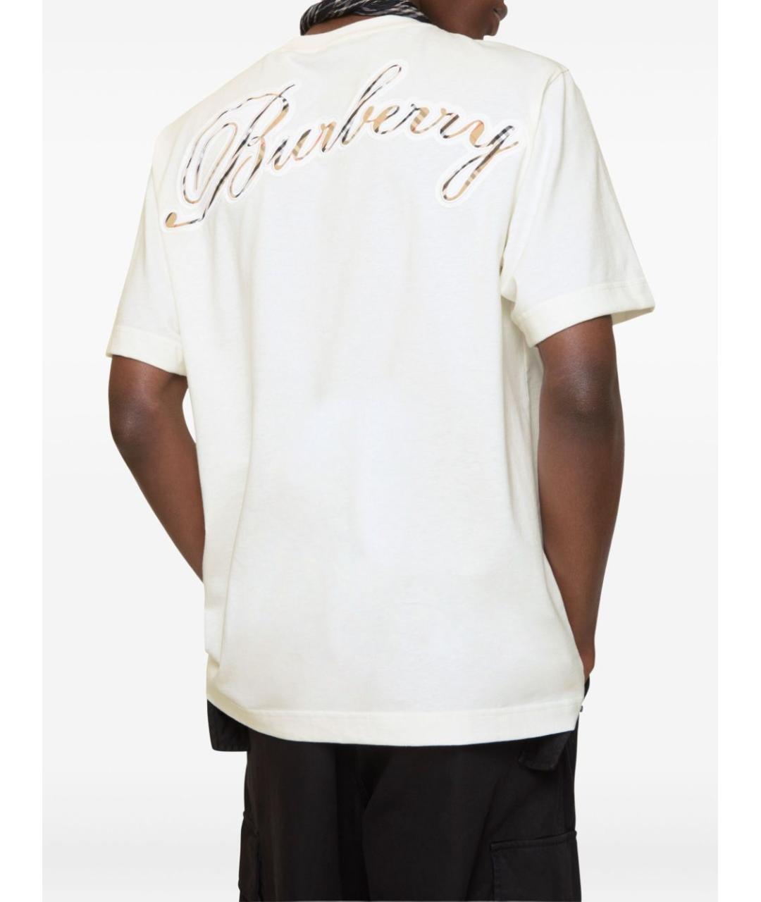 BURBERRY Белая хлопковая футболка, фото 3