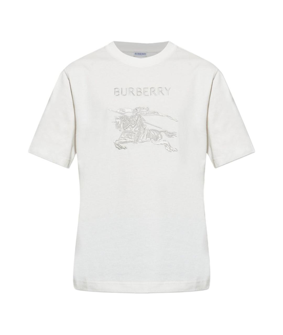 BURBERRY Белая хлопковая футболка, фото 1