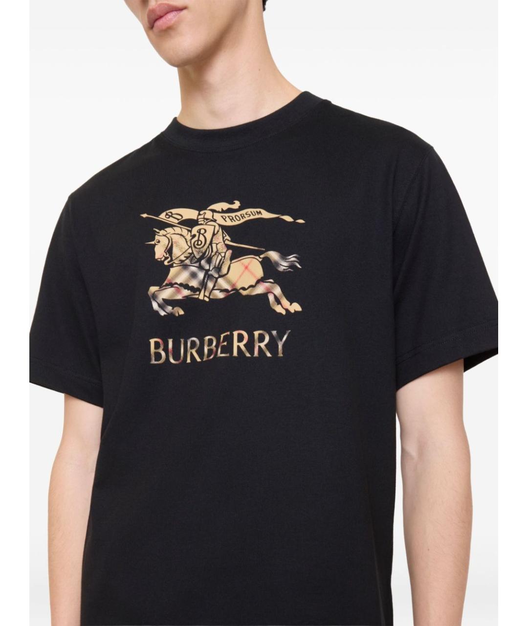 BURBERRY Черная хлопковая футболка, фото 3