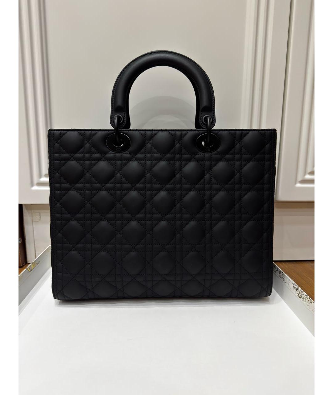 CHRISTIAN DIOR Черная кожаная сумка с короткими ручками, фото 2