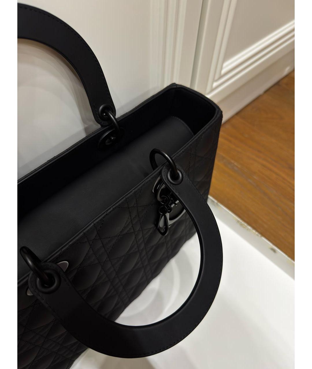 CHRISTIAN DIOR Черная кожаная сумка с короткими ручками, фото 3