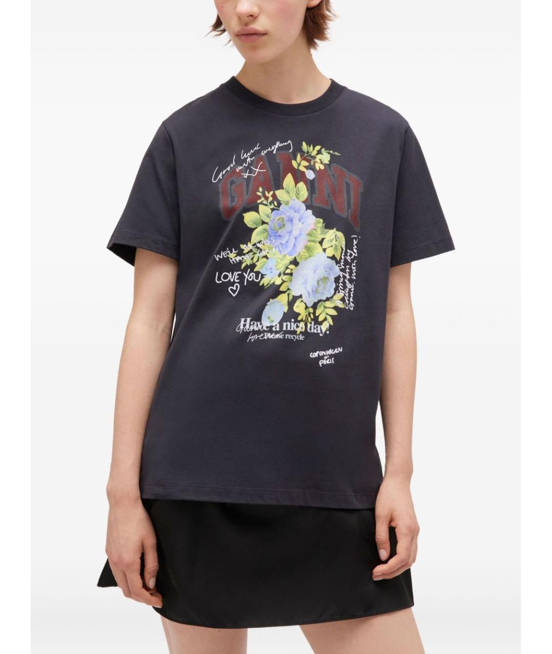 GANNI Мульти хлопковая футболка, фото 3