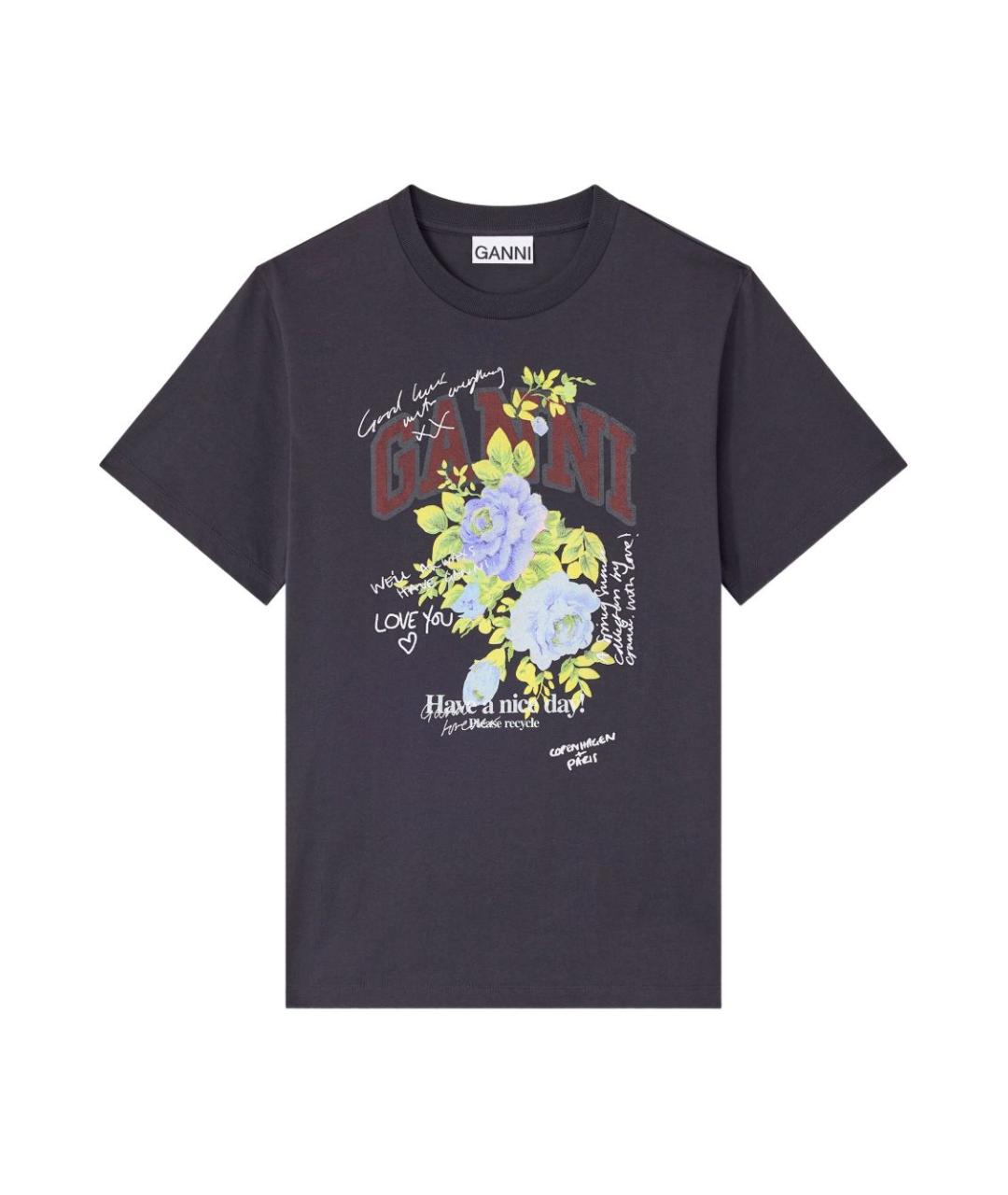 GANNI Мульти хлопковая футболка, фото 1