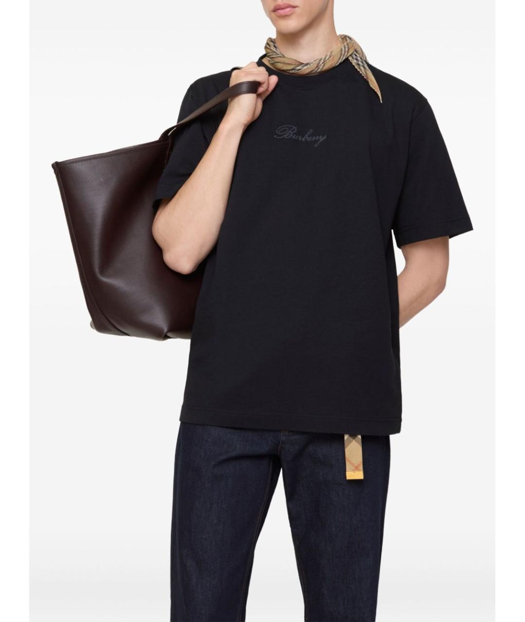 BURBERRY Черная хлопковая футболка, фото 2