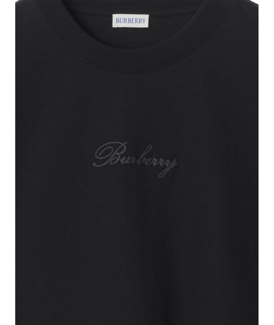 BURBERRY Черная хлопковая футболка, фото 4
